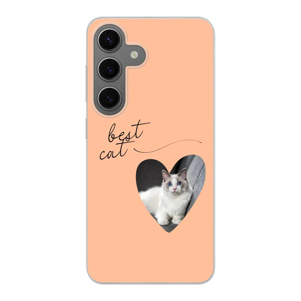 Photo coeur best cat - Coque de téléphone personnalisée