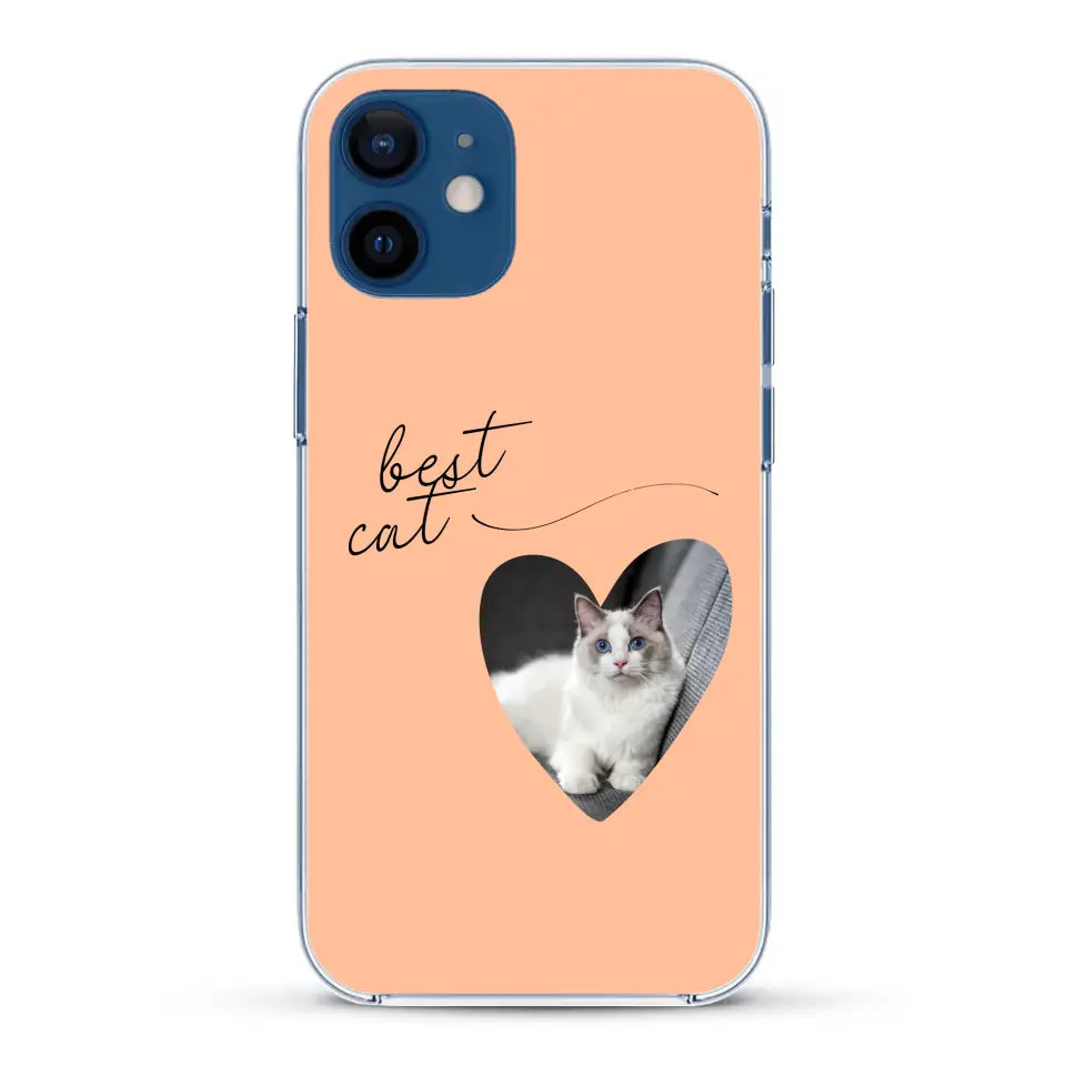 Photo coeur best cat - Coque de téléphone personnalisée