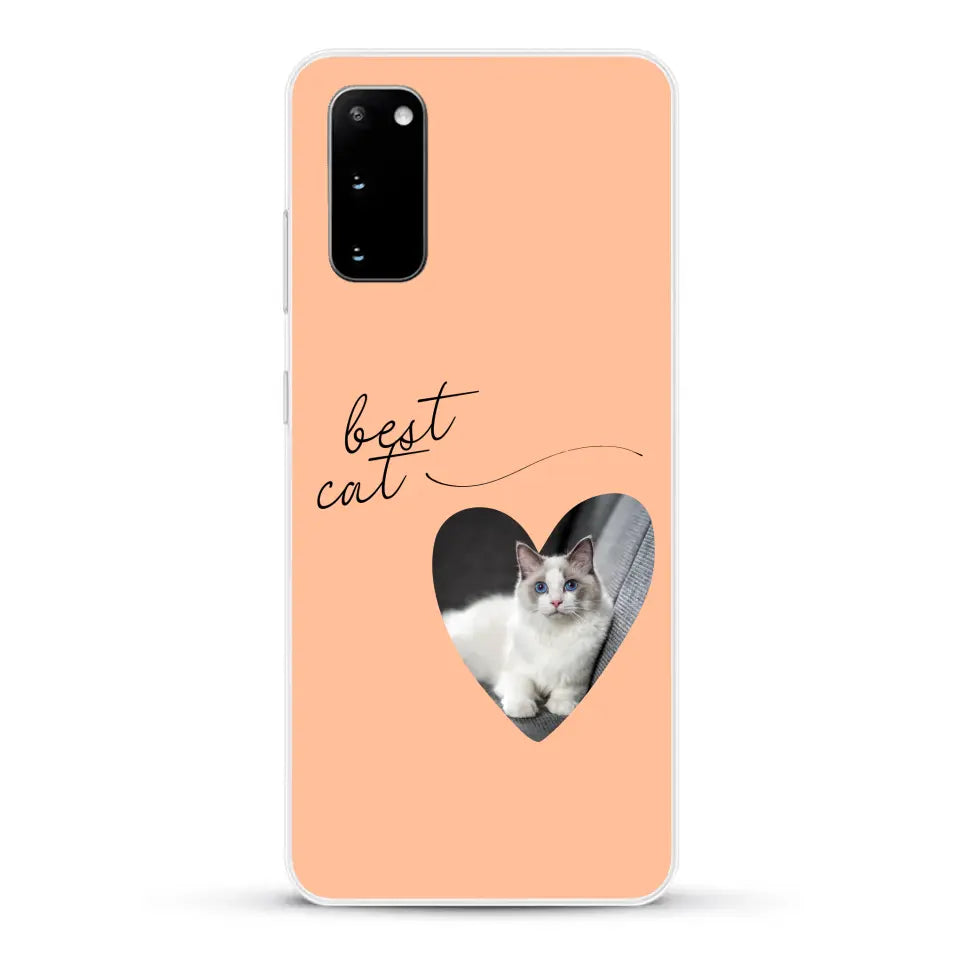 Photo coeur best cat - Coque de téléphone personnalisée