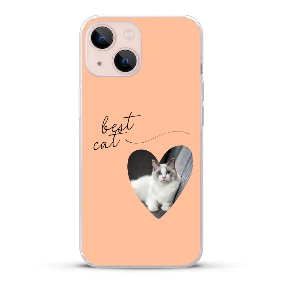 Photo coeur best cat - Coque de téléphone personnalisée