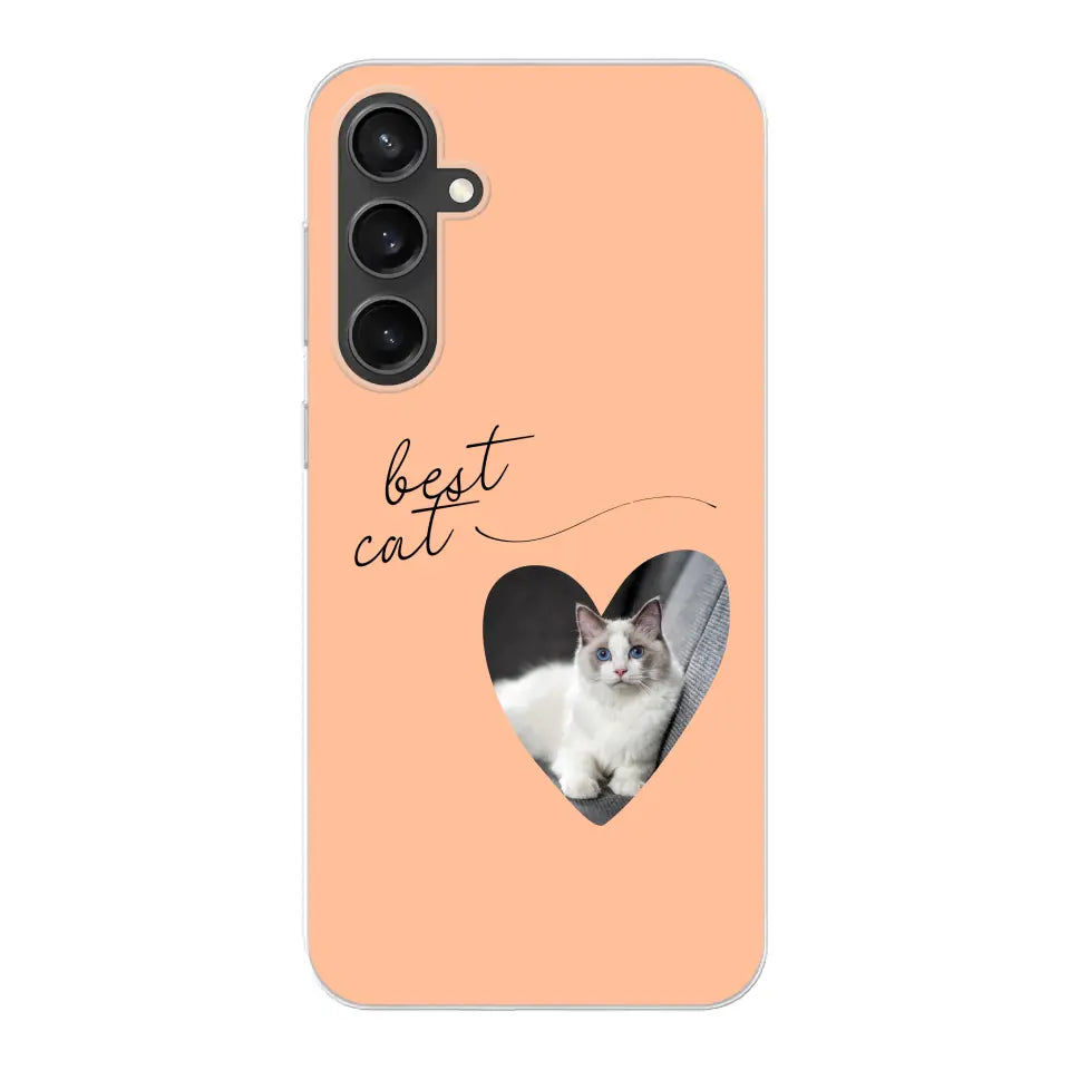 Photo coeur best cat - Coque de téléphone personnalisée