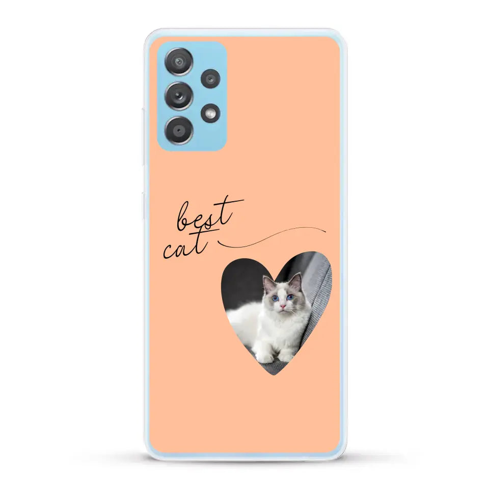 Photo coeur best cat - Coque de téléphone personnalisée