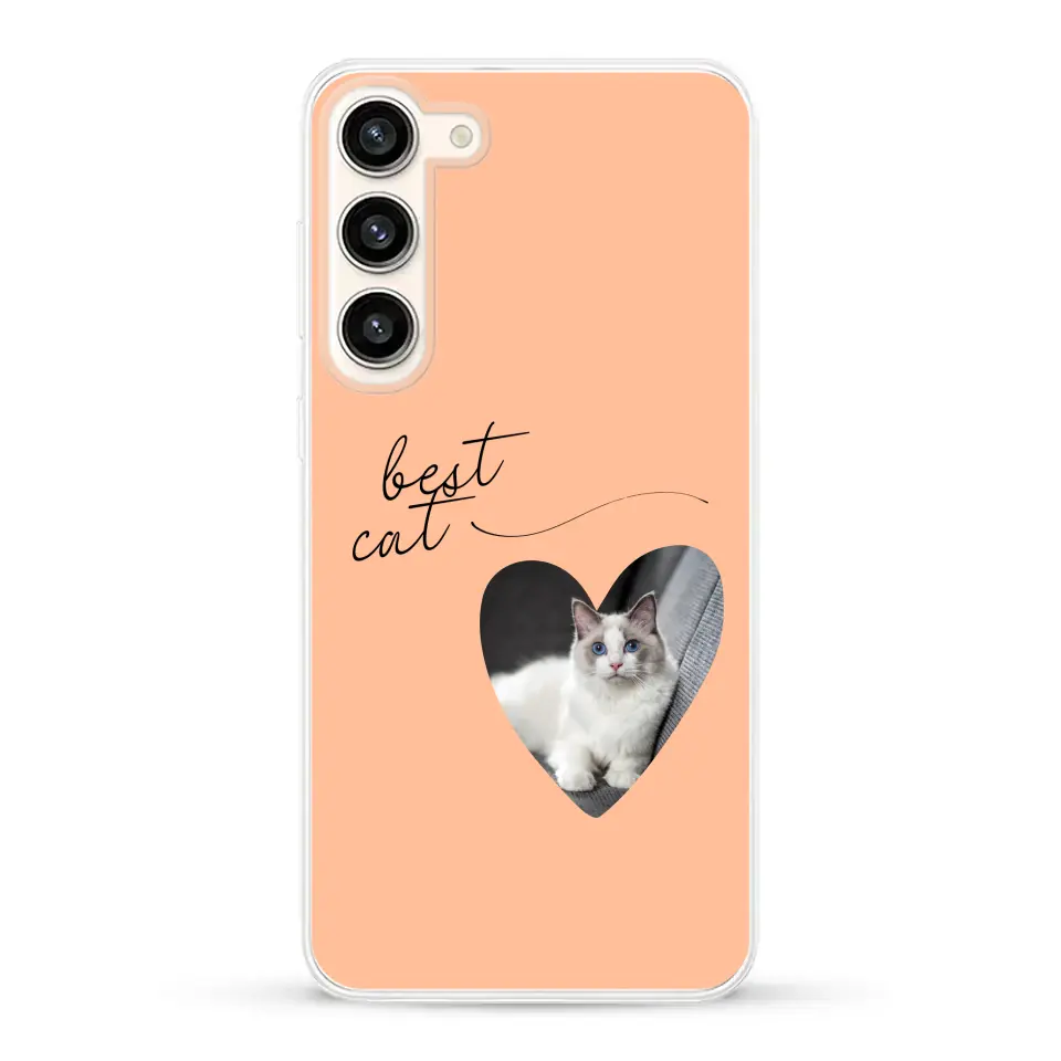 Photo coeur best cat - Coque de téléphone personnalisée