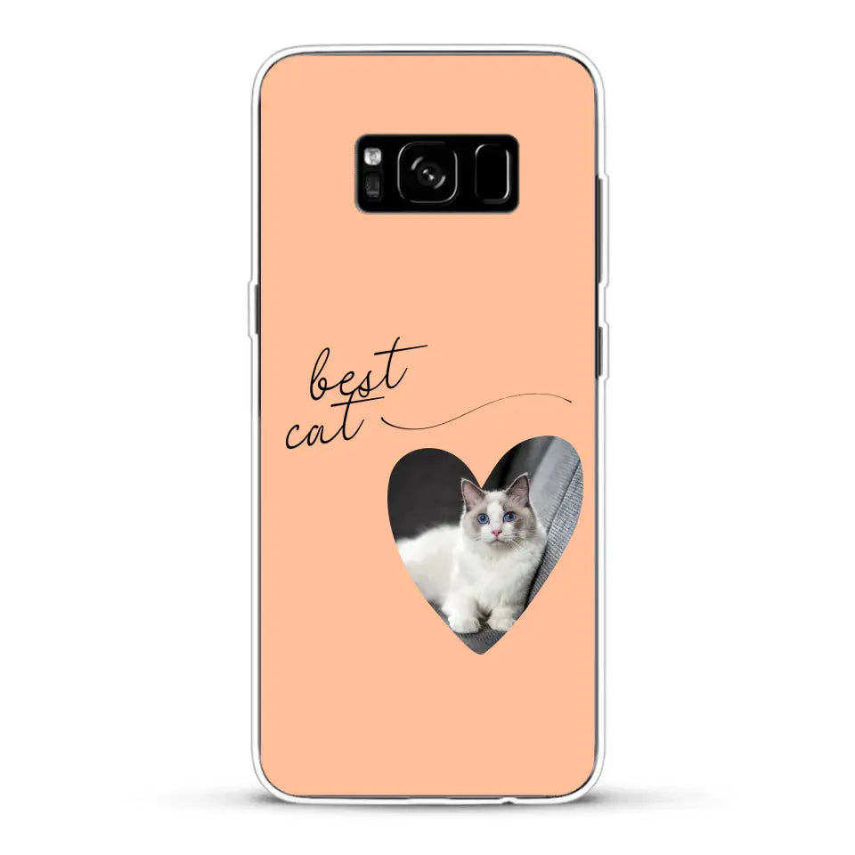 Photo coeur best cat - Coque de téléphone personnalisée