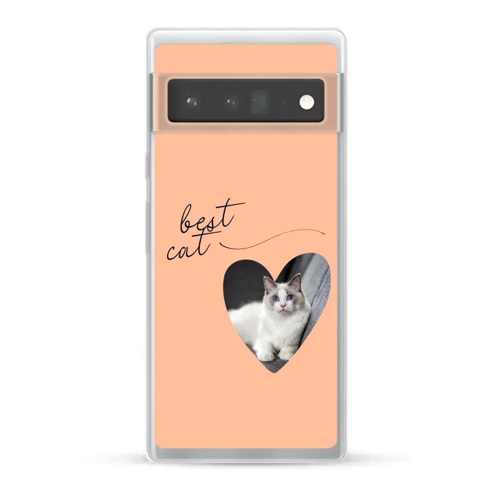 Photo coeur best cat - Coque de téléphone personnalisée