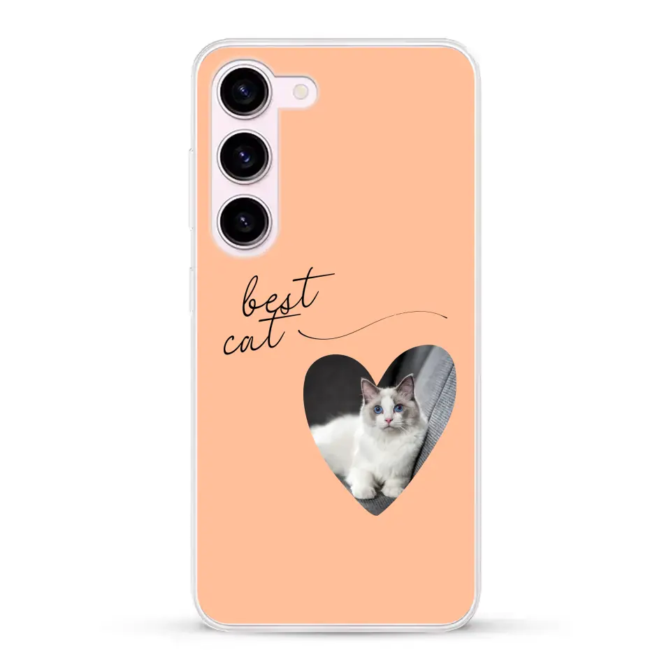 Photo coeur best cat - Coque de téléphone personnalisée