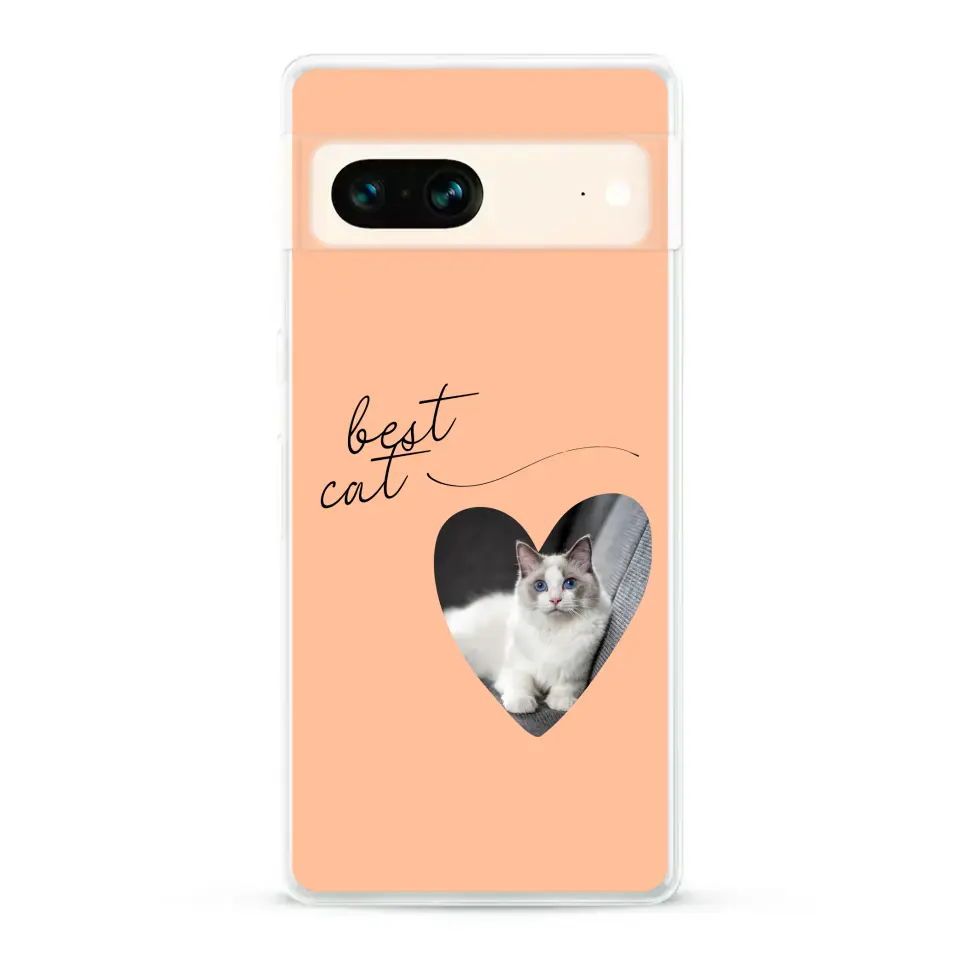 Photo coeur best cat - Coque de téléphone personnalisée