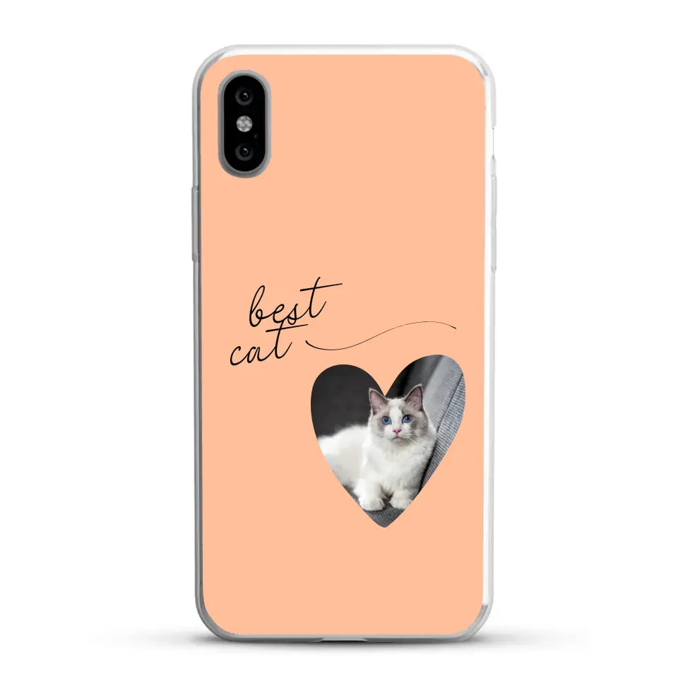 Photo coeur best cat - Coque de téléphone personnalisée