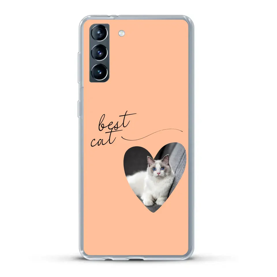 Photo coeur best cat - Coque de téléphone personnalisée