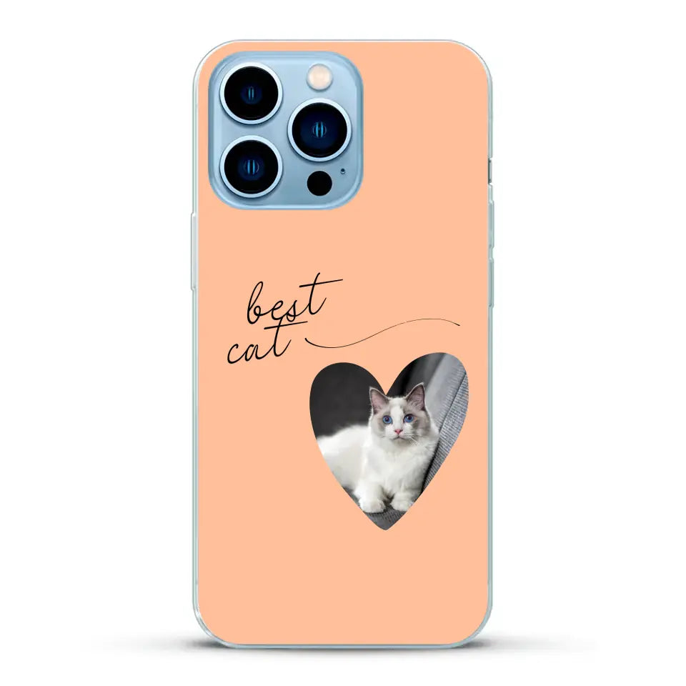 Photo coeur best cat - Coque de téléphone personnalisée