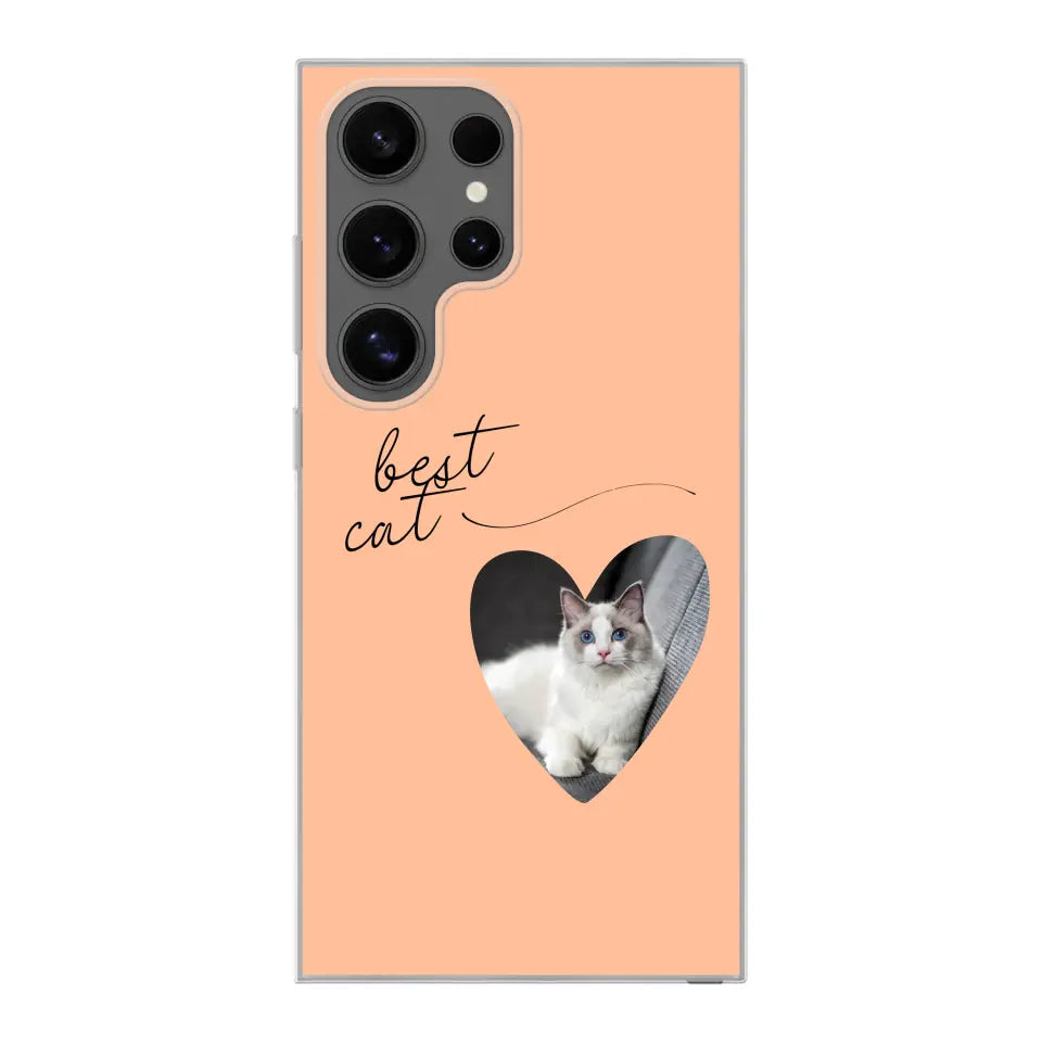 Photo coeur best cat - Coque de téléphone personnalisée