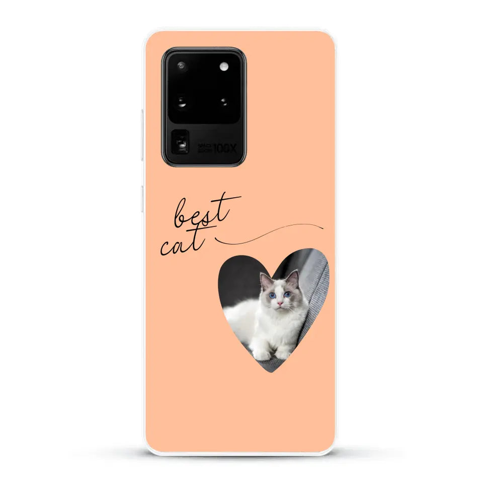 Photo coeur best cat - Coque de téléphone personnalisée