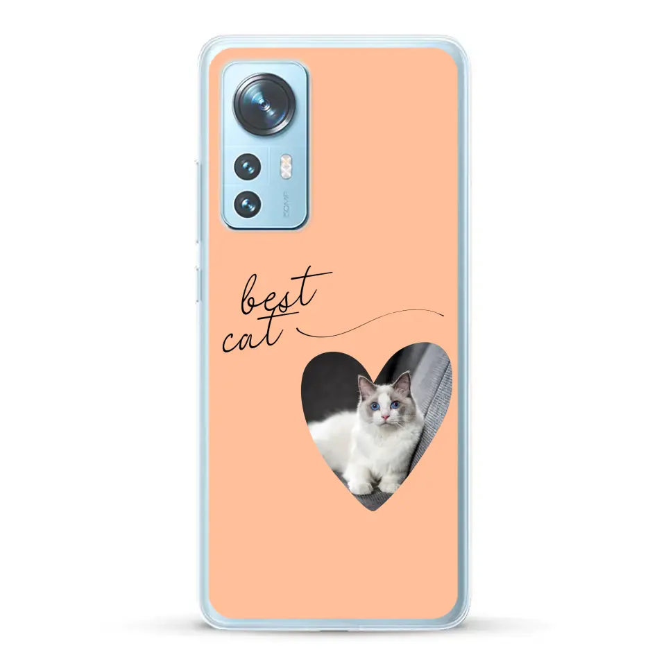 Photo coeur best cat - Coque de téléphone personnalisée