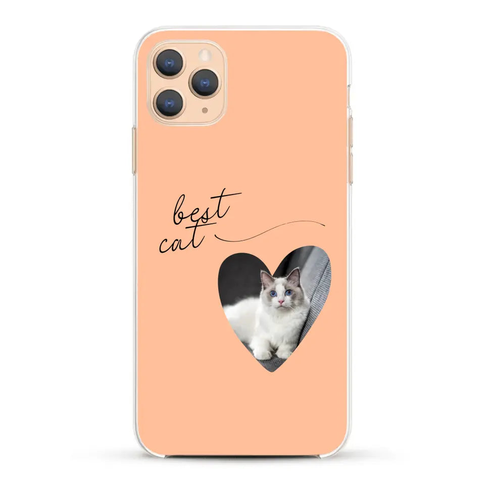 Photo coeur best cat - Coque de téléphone personnalisée