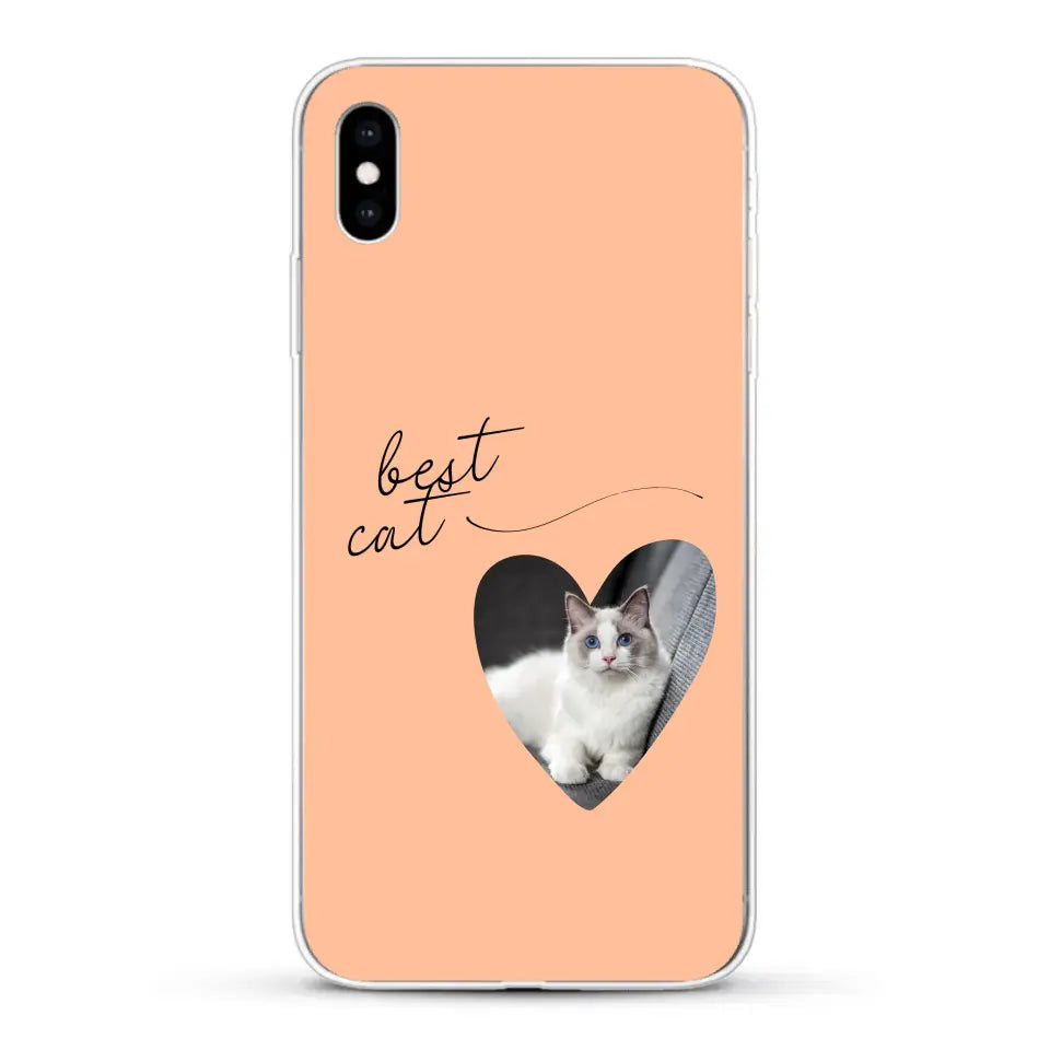 Photo coeur best cat - Coque de téléphone personnalisée