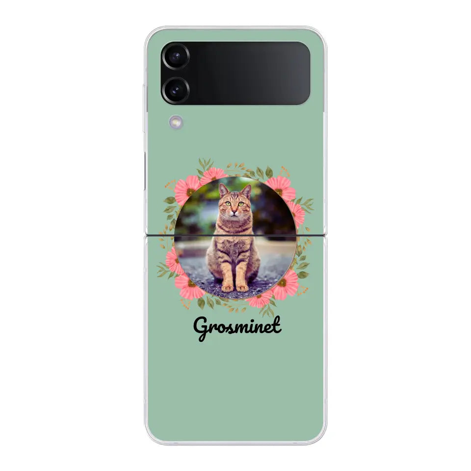 Photo rond avec décoration et prénom - Coque de téléphone personnalisée