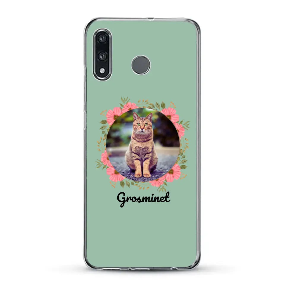 Photo rond avec décoration et prénom - Coque de téléphone personnalisée