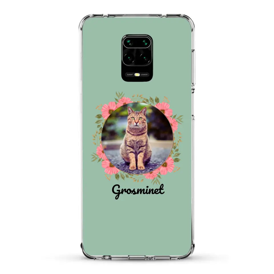 Photo rond avec décoration et prénom - Coque de téléphone personnalisée