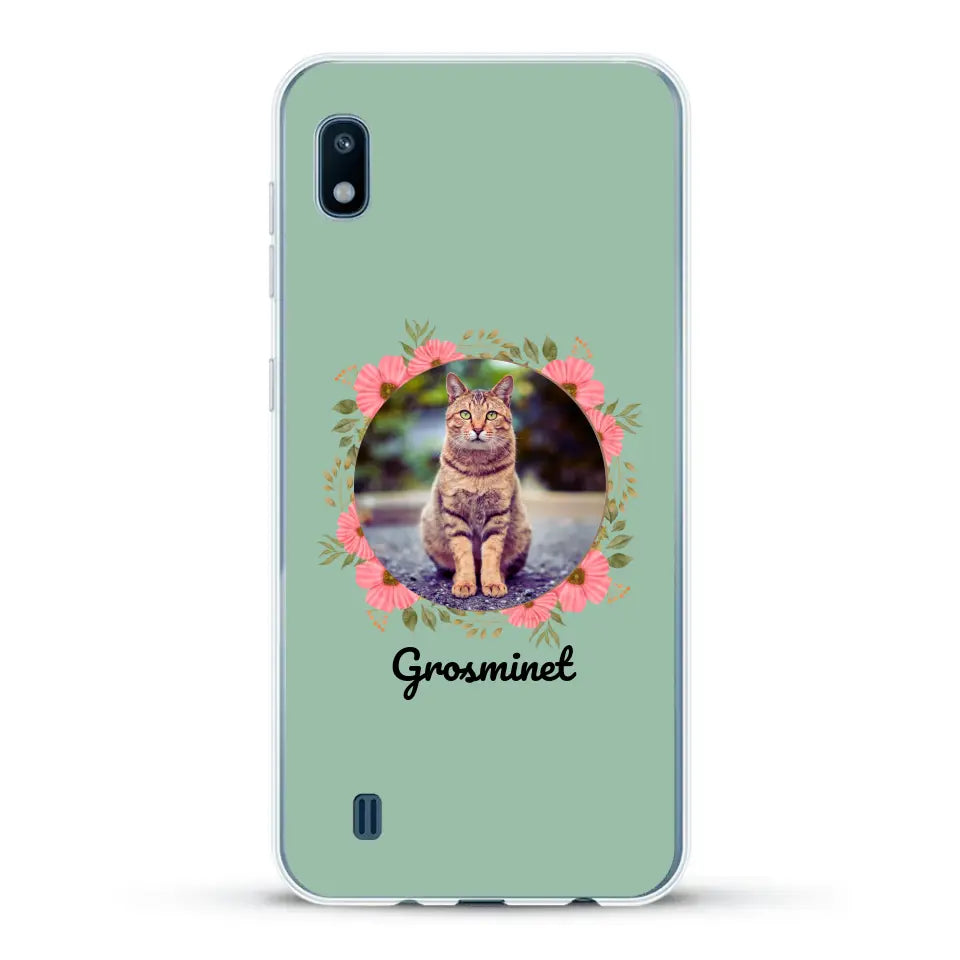 Photo rond avec décoration et prénom - Coque de téléphone personnalisée