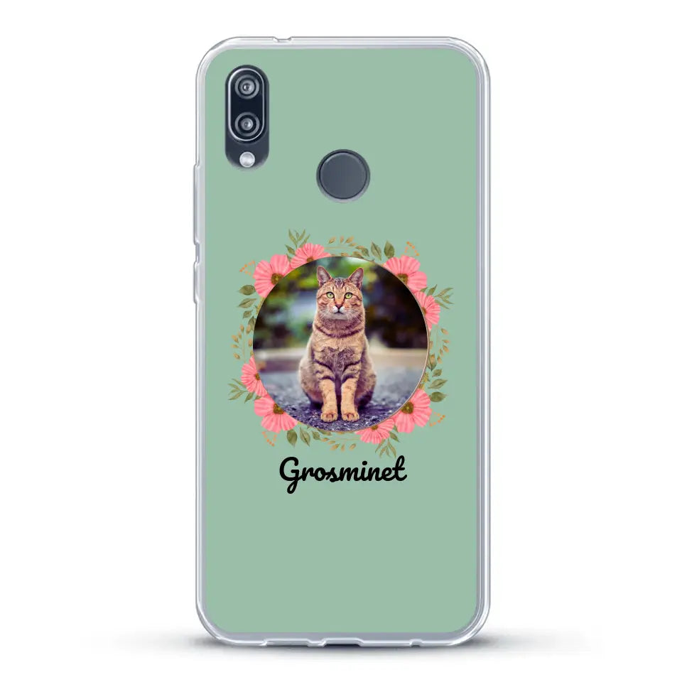 Photo rond avec décoration et prénom - Coque de téléphone personnalisée