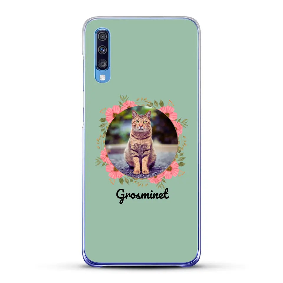 Photo rond avec décoration et prénom - Coque de téléphone personnalisée