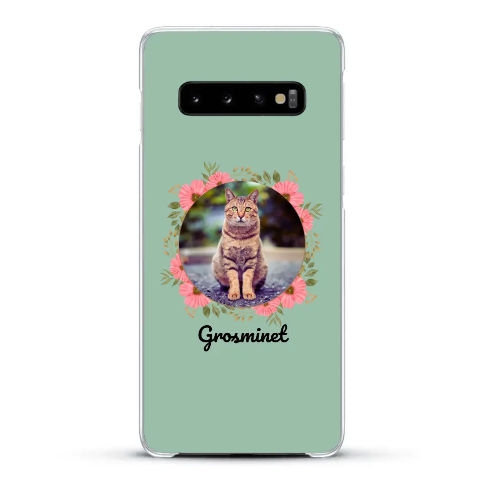 Photo rond avec décoration et prénom - Coque de téléphone personnalisée