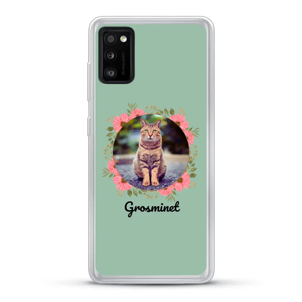 Photo rond avec décoration et prénom - Coque de téléphone personnalisée