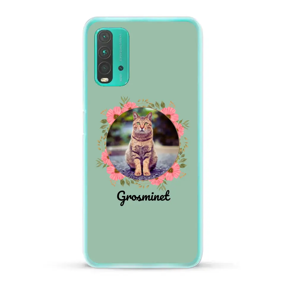 Photo rond avec décoration et prénom - Coque de téléphone personnalisée