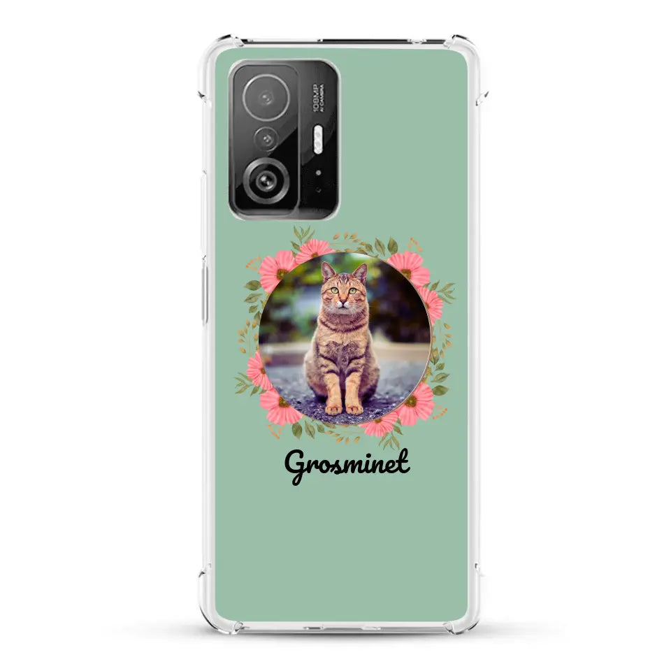 Photo rond avec décoration et prénom - Coque de téléphone personnalisée