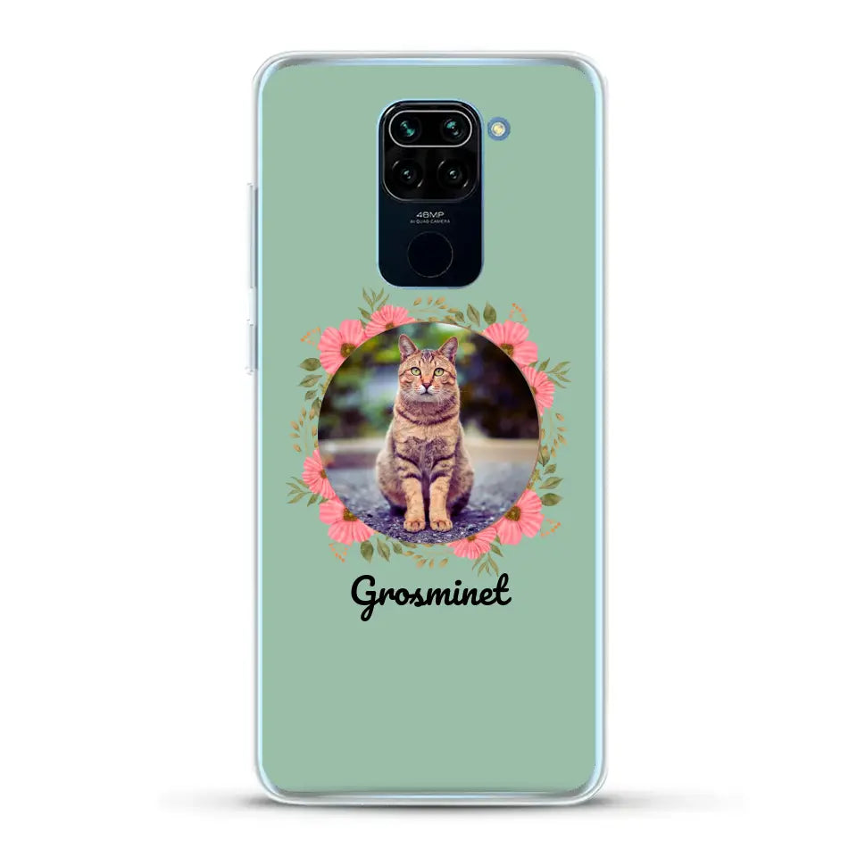 Photo rond avec décoration et prénom - Coque de téléphone personnalisée