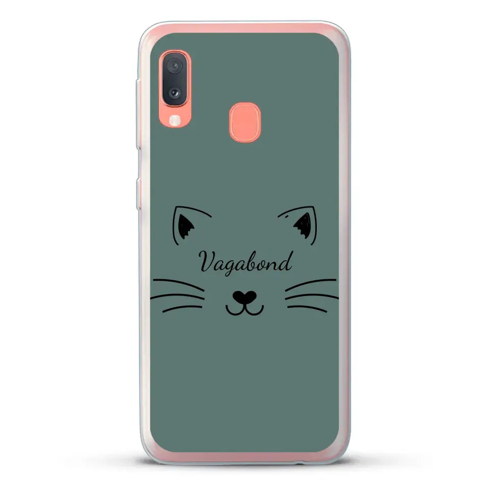 Visage de chat avec prénom - Coque de téléphone personnalisée