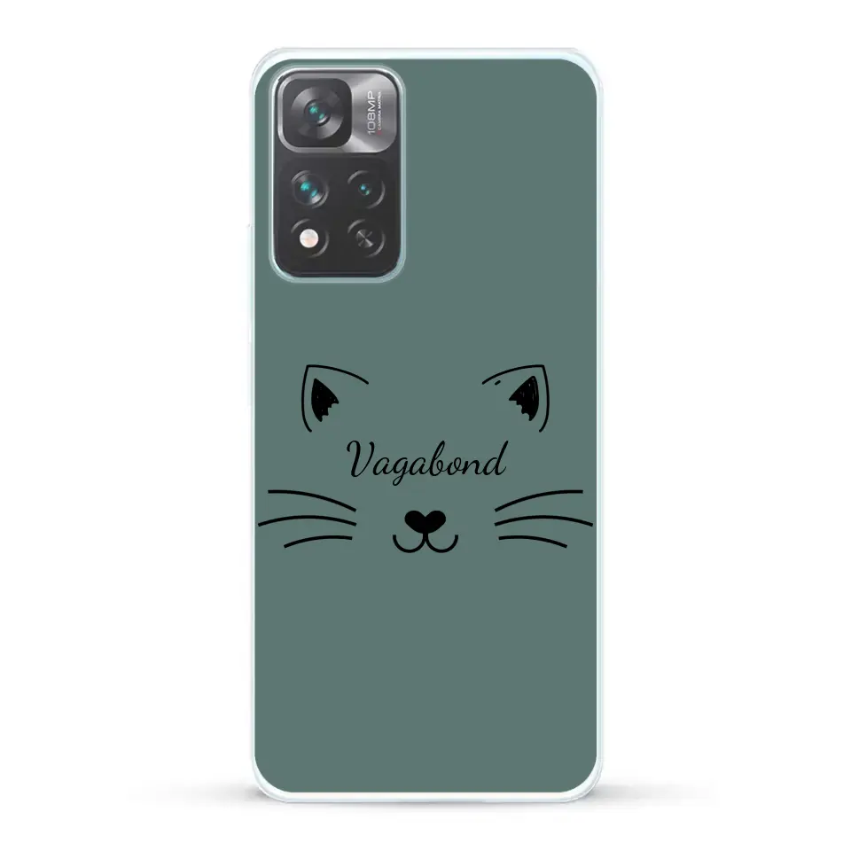 Visage de chat avec prénom - Coque de téléphone personnalisée