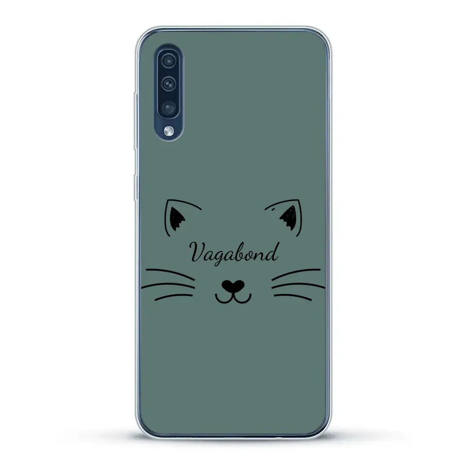 Visage de chat avec prénom - Coque de téléphone personnalisée