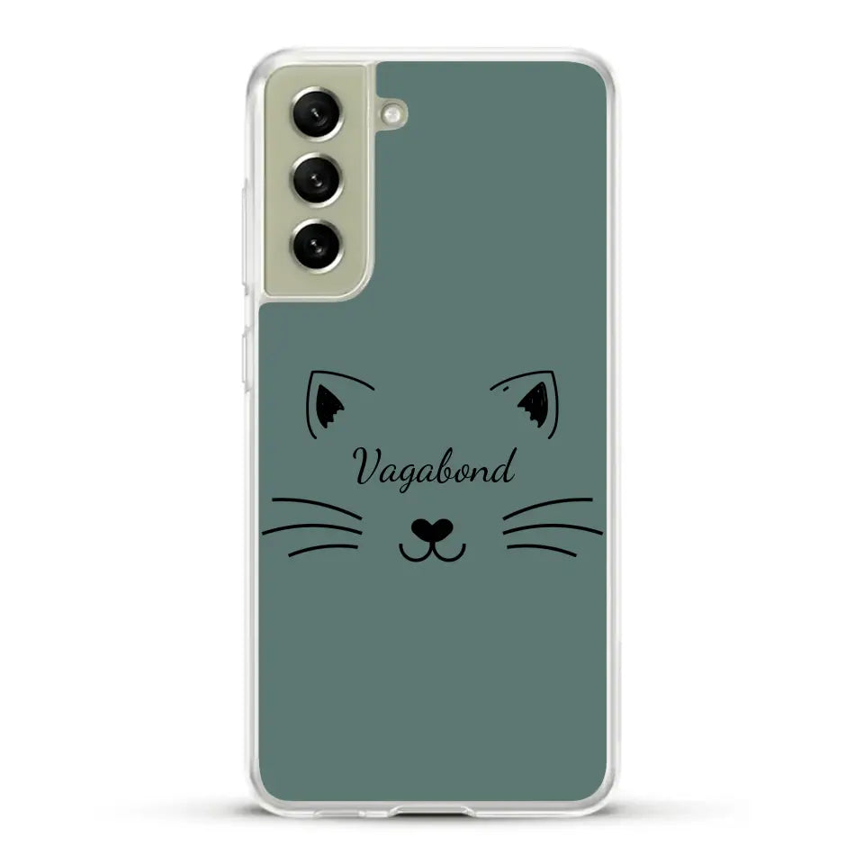 Visage de chat avec prénom - Coque de téléphone personnalisée