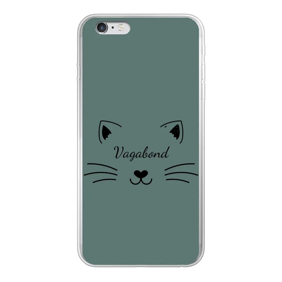 Visage de chat avec prénom - Coque de téléphone personnalisée