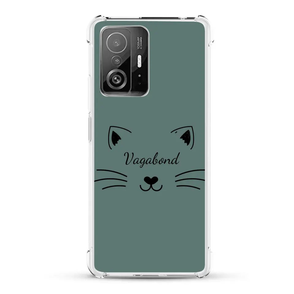 Visage de chat avec prénom - Coque de téléphone personnalisée