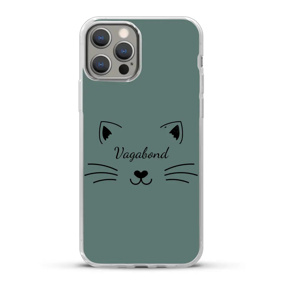 Visage de chat avec prénom - Coque de téléphone personnalisée