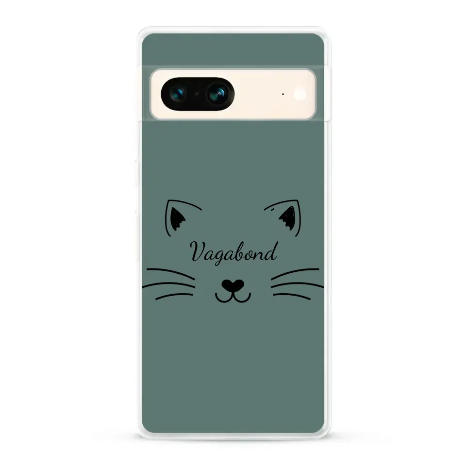 Visage de chat avec prénom - Coque de téléphone personnalisée