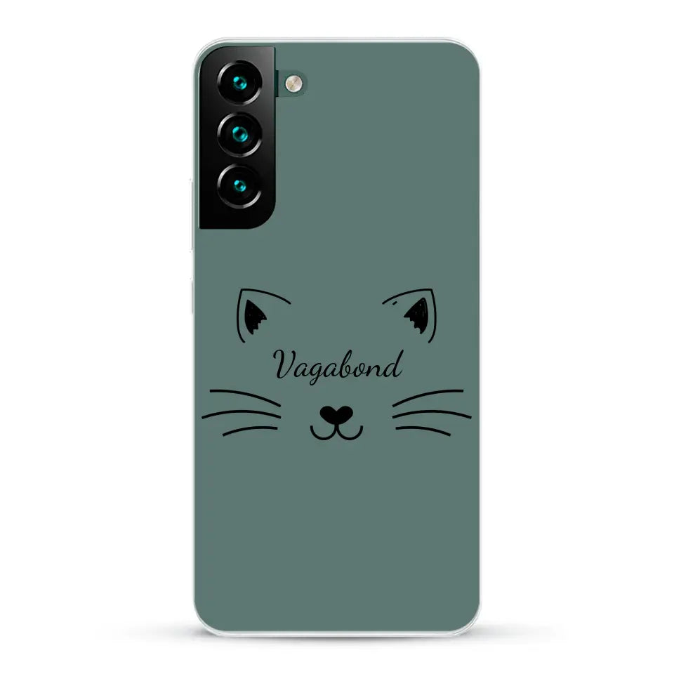 Visage de chat avec prénom - Coque de téléphone personnalisée