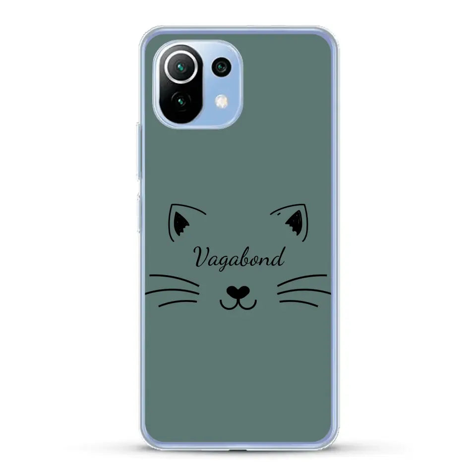 Visage de chat avec prénom - Coque de téléphone personnalisée