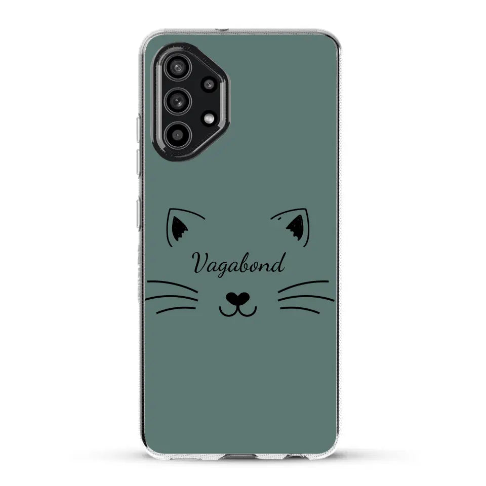 Visage de chat avec prénom - Coque de téléphone personnalisée