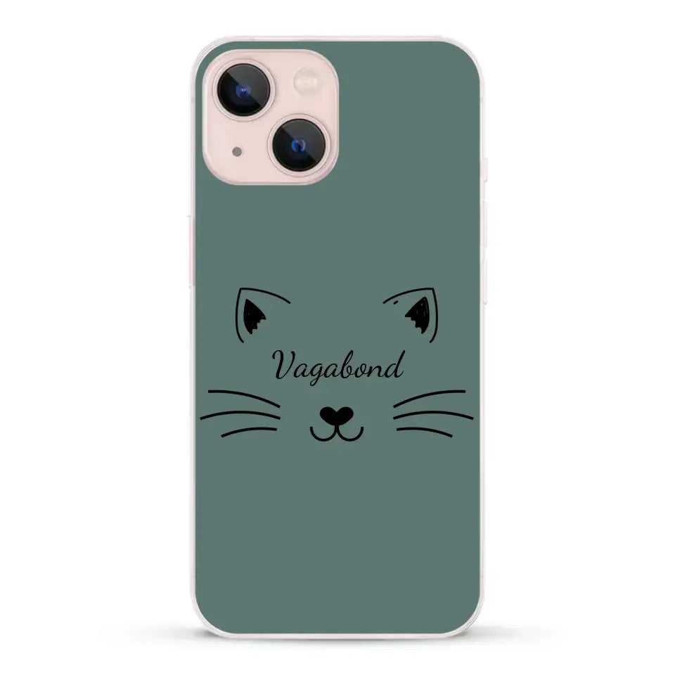 Visage de chat avec prénom - Coque de téléphone personnalisée