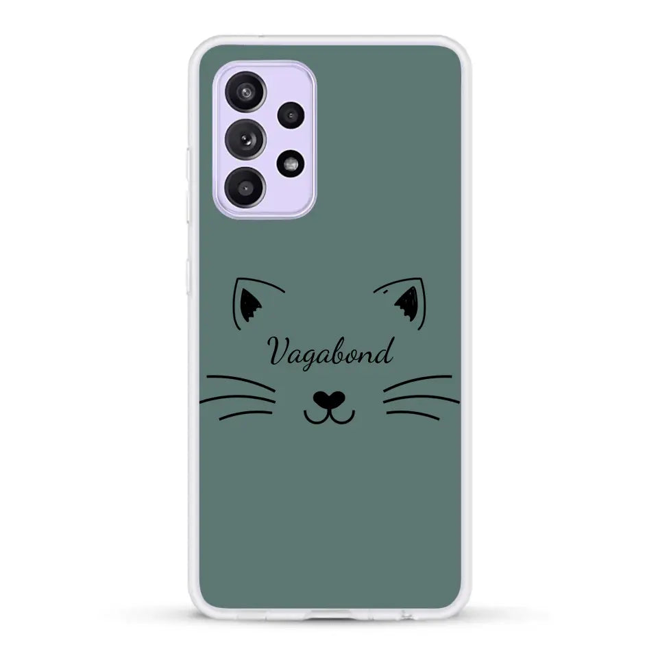 Visage de chat avec prénom - Coque de téléphone personnalisée