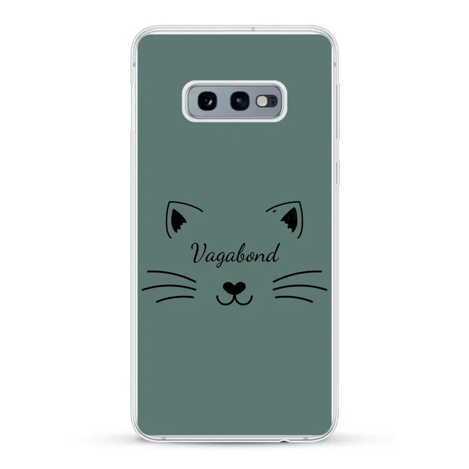 Visage de chat avec prénom - Coque de téléphone personnalisée