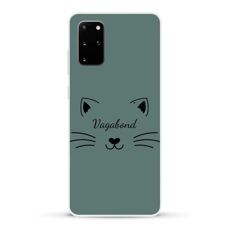 Visage de chat avec prénom - Coque de téléphone personnalisée