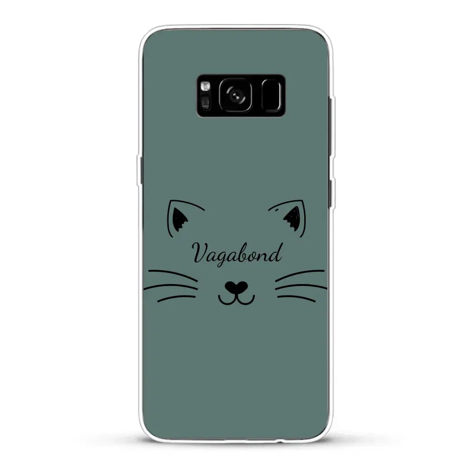 Visage de chat avec prénom - Coque de téléphone personnalisée