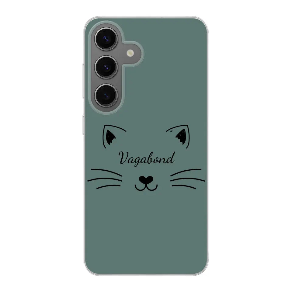 Visage de chat avec prénom - Coque de téléphone personnalisée