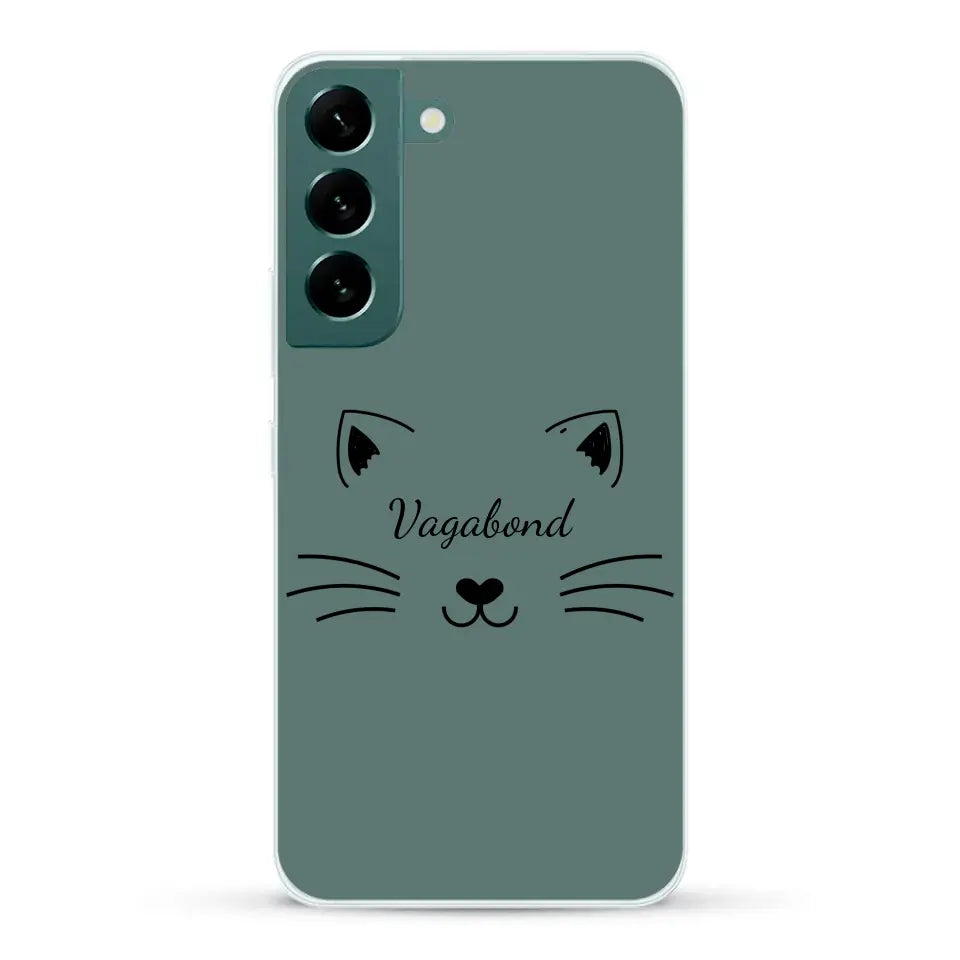 Visage de chat avec prénom - Coque de téléphone personnalisée