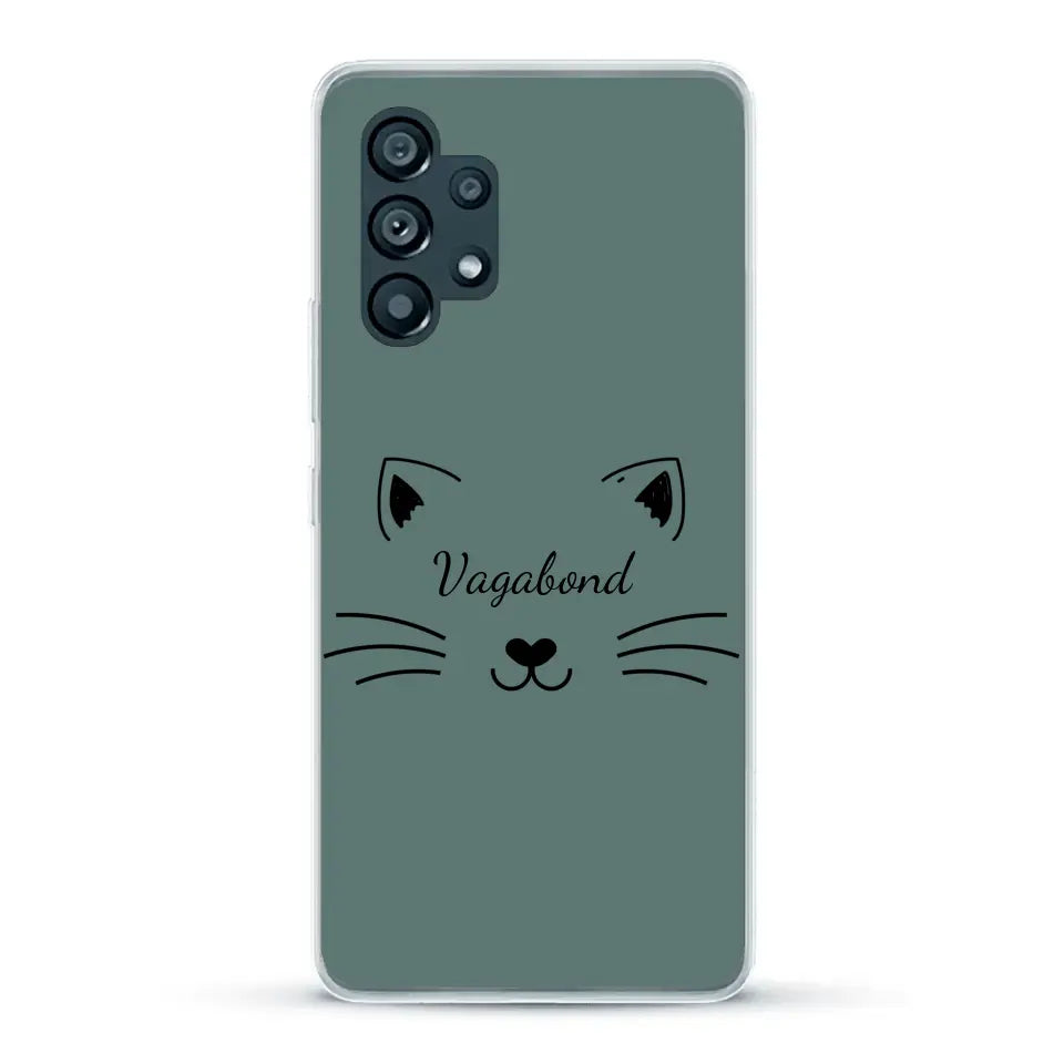 Visage de chat avec prénom - Coque de téléphone personnalisée