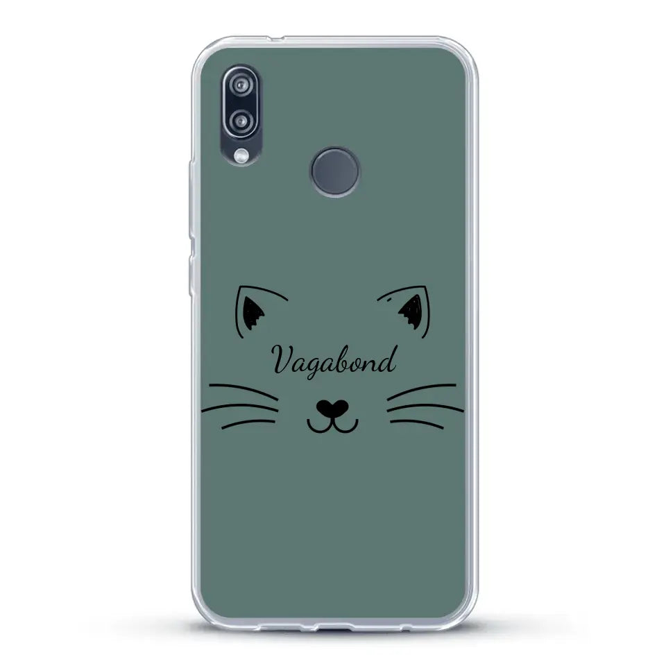 Visage de chat avec prénom - Coque de téléphone personnalisée